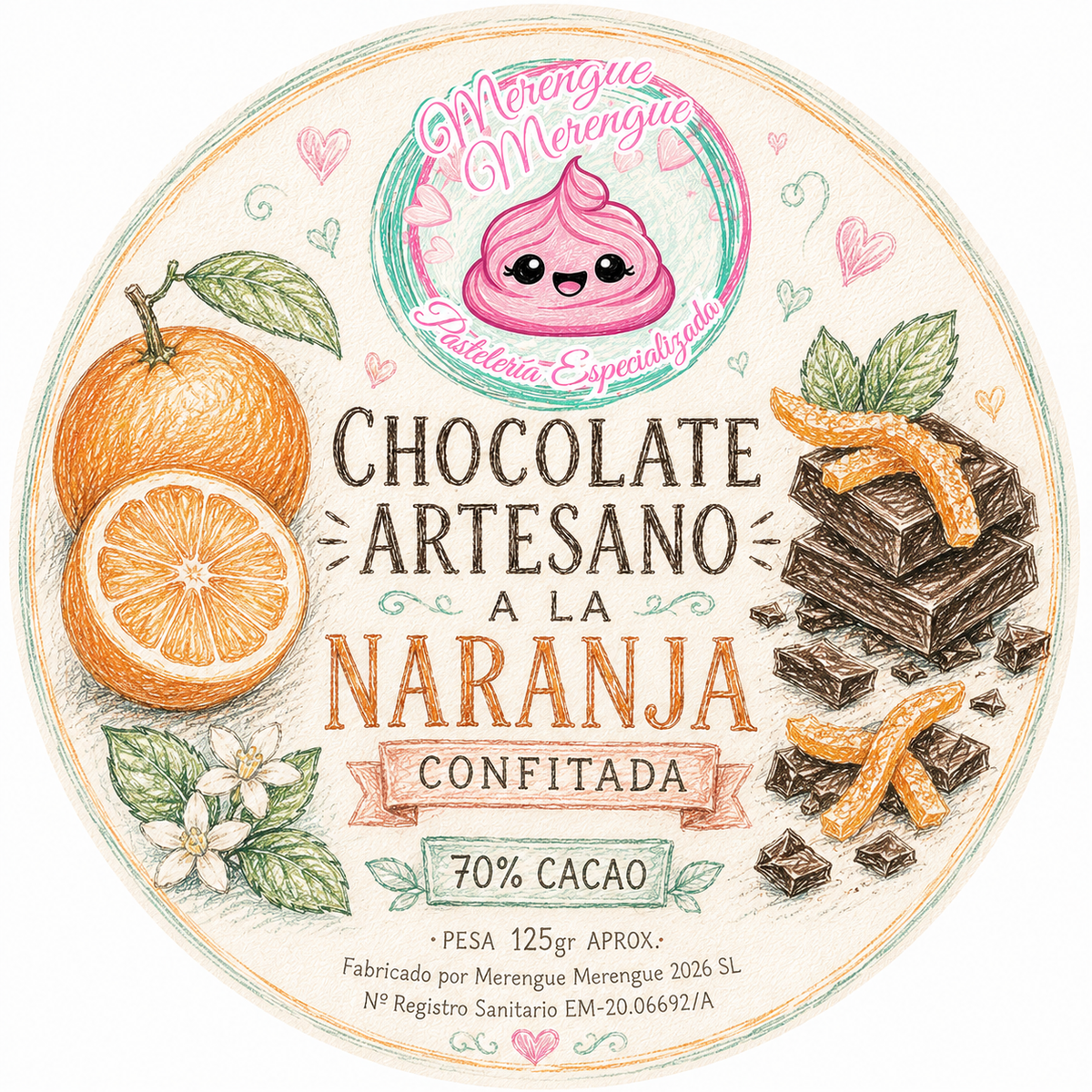 Chocolate artesano con naranja confitada